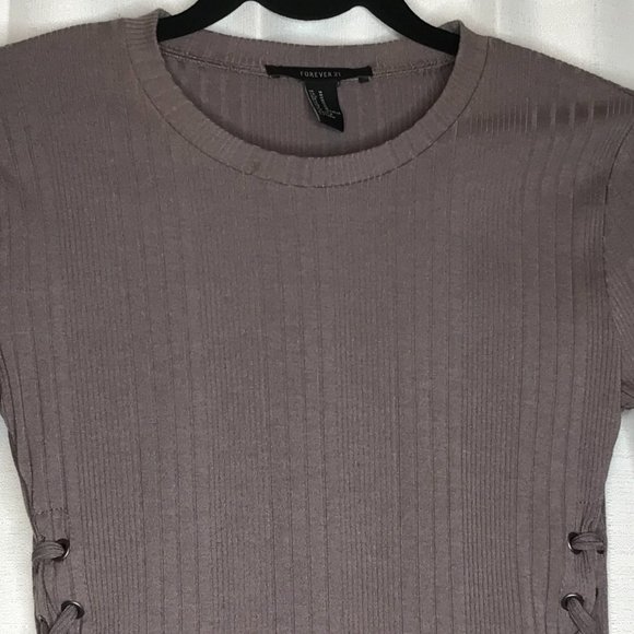 Forever 21 Side Ties Blouse Sweater Top Long Sleeve Taupe Medium - Picture 2 of 11